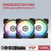 Quạt Tản Nhiệt, Combo Fan case + Hub VSP LED RGB V306C x3 Led RGB 16 Triệu Màu, 366 Hiệu Ứng  New
