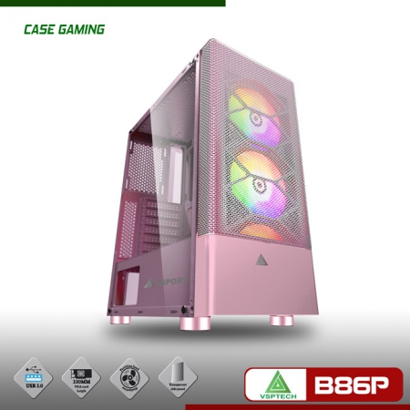 Thùng Máy Case VSPTECH Gaming B86 pink (hồng) (No Fan)