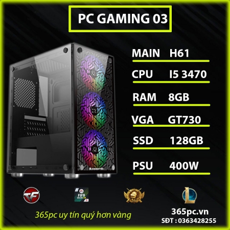 Bộ Máy Tính Chơi Game Cpu I5 3470, RAM 8GB, VGA 730,H61, Kèm Màn 23'