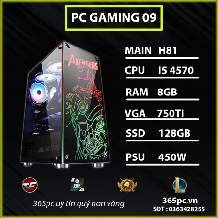 Bộ Máy Tính Chơi Game Cpu I5 4570, RAM 8GB, VGA 750Ti,H81