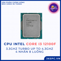 Chip xử lý CPU Intel Core i3 12100F (3.3GHz turbo up to 4.3GHz, 4 nhân 8 luồng, 12MB Cache, 58W) - Tray