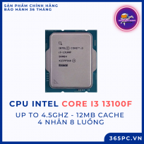 Chip xử lý CPU Intel Core i3 13100F (up to 4.5Ghz, 4 nhân 8 luồng, 12MB Cache, 65W) - Tray