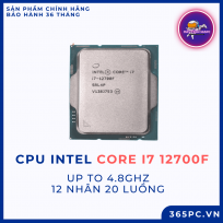 Chip Xử Lý CPU Intel Core i7 12700F (Up to 4.8Ghz, 12 nhân 20 luồng, 25MB Cache, 125W) - Tray