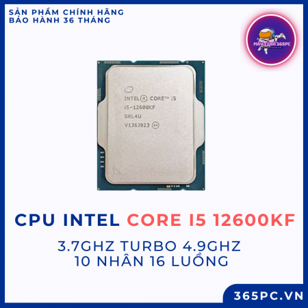 Chip xử lý CPU Intel Core i5 12600KF (3.7GHz turbo up to 4.9Ghz, 10 nhân 16 luồng, 20MB Cache, 125W) - Tray