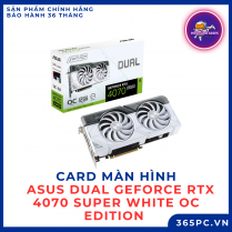 Card màn hình ASUS Dual GeForce RTX 4070 Super White OC Edition 12GB GDDR6X (DUAL-RTX4070S-O12G-WHITE)