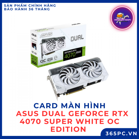 Card màn hình ASUS Dual GeForce RTX 4070 Super White OC Edition 12GB GDDR6X (DUAL-RTX4070S-O12G-WHITE)
