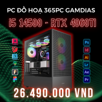 PC ĐỒ HỌA 365 i5 14500 RTX 4060Ti 16GB | RAM 32GB | SSD 500GB 