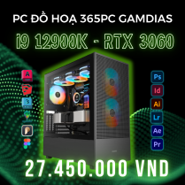 PC ĐỒ HỌA 365 i9 12900K | RTX 3060 | RAM 32GB | SSD 500GB 