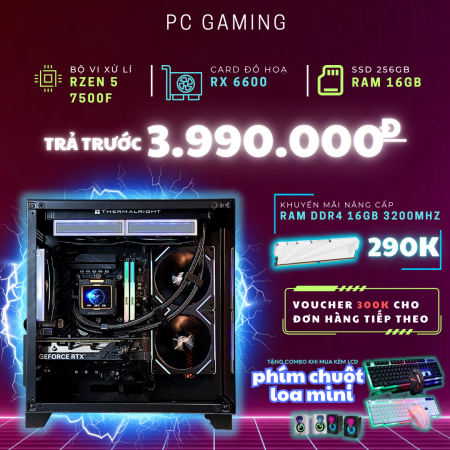 PC GAMING Ryzen 5 7500F RX 6600 | RAM 16GB DDR5 | SSD 256GB