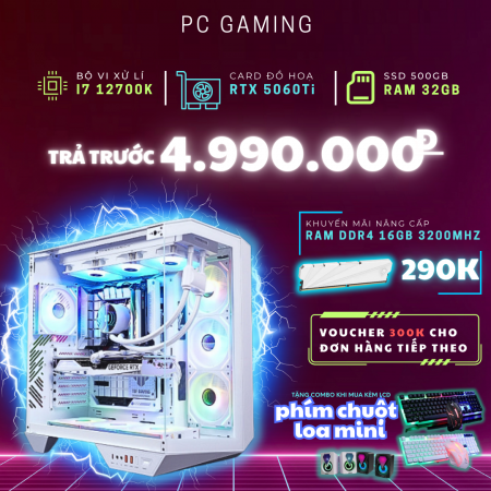 PC ĐỒ HỌA i7 12700KF RTX 5060Ti 16GB | RAM 32GB | SSD 500GB