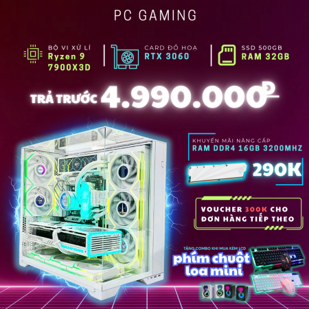 PC GAMING Ryzen 9 7900X3D RTX 3060 | RAM 32GB DDR5 | SSD 500GB 