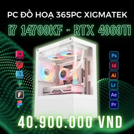 PC ĐỒ HỌA 365 i7 14700K | RTX 4060Ti 16GB | RAM 32GB | SSD 1TB 